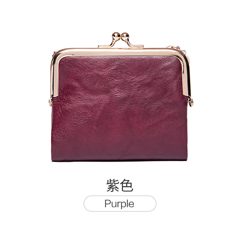 Phase Printed Leather Short Wallet for Women 2024 New Clip Coin Purse Retro Multi-Functional Foldableing Wallet Card Bag for Women