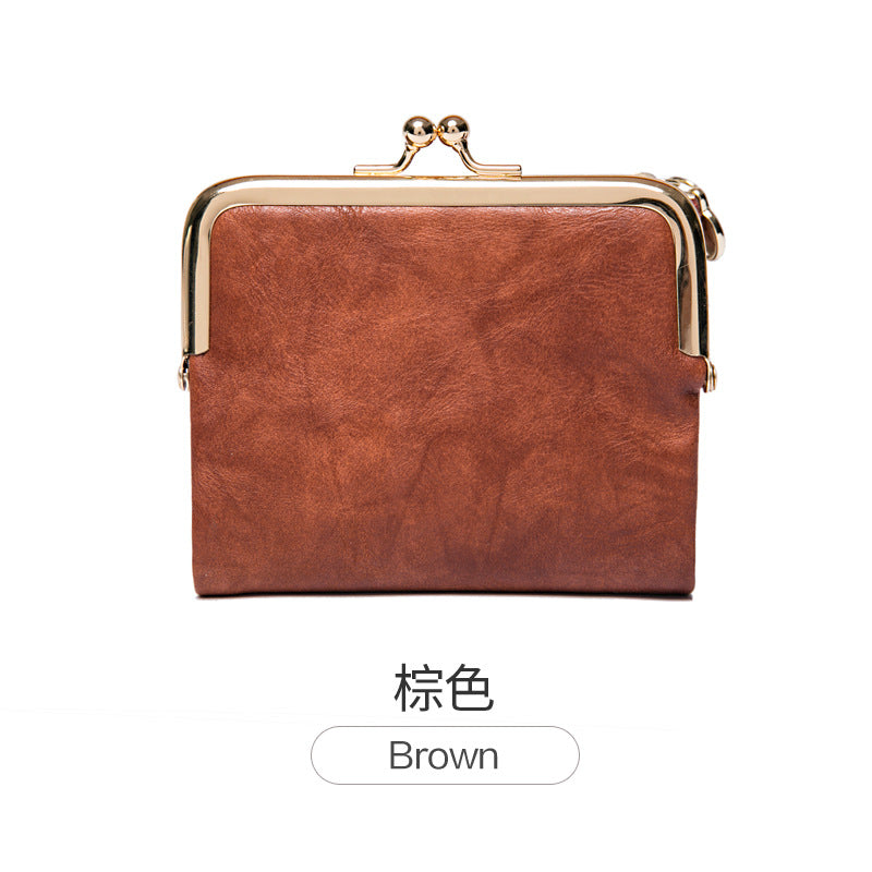 Phase Printed Leather Short Wallet for Women 2024 New Clip Coin Purse Retro Multi-Functional Foldableing Wallet Card Bag for Women