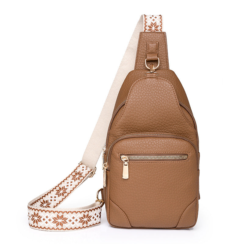 Cross-border Women's Chest Bag Soft Leather Fashion New Chest Crossbody Bag 2024 All-match Outgoing Backpack Casual Shoulder Bag
