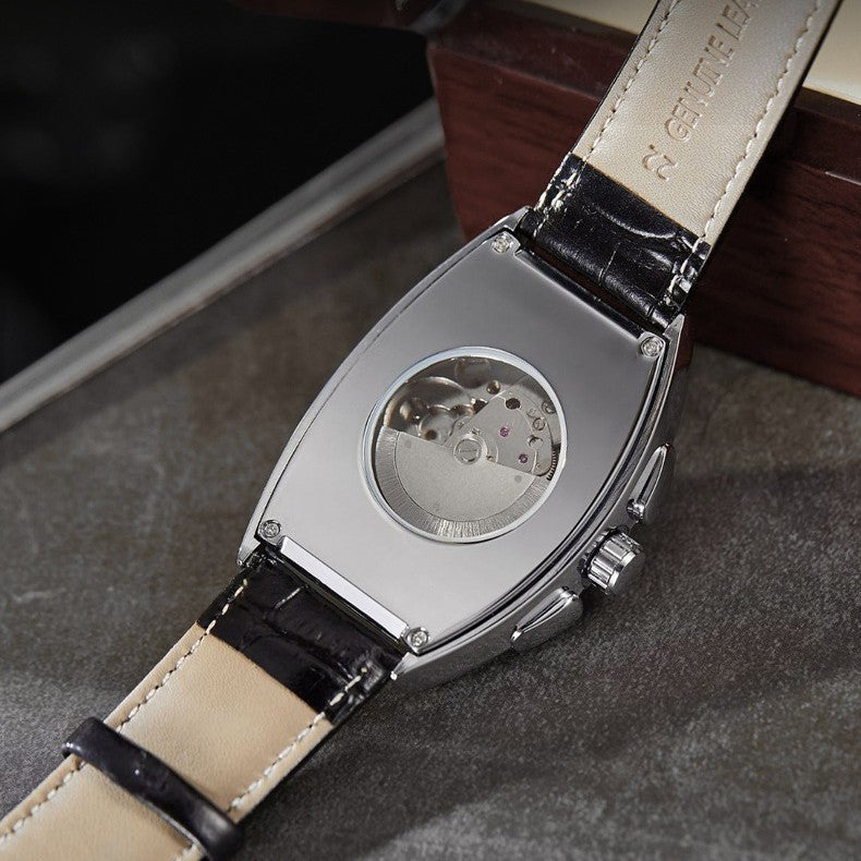Barrel Type Fully Automatic Wheel Hollow Mechanical Watch Men's Business Simple Fashion Multifunctional Watch Wholesale