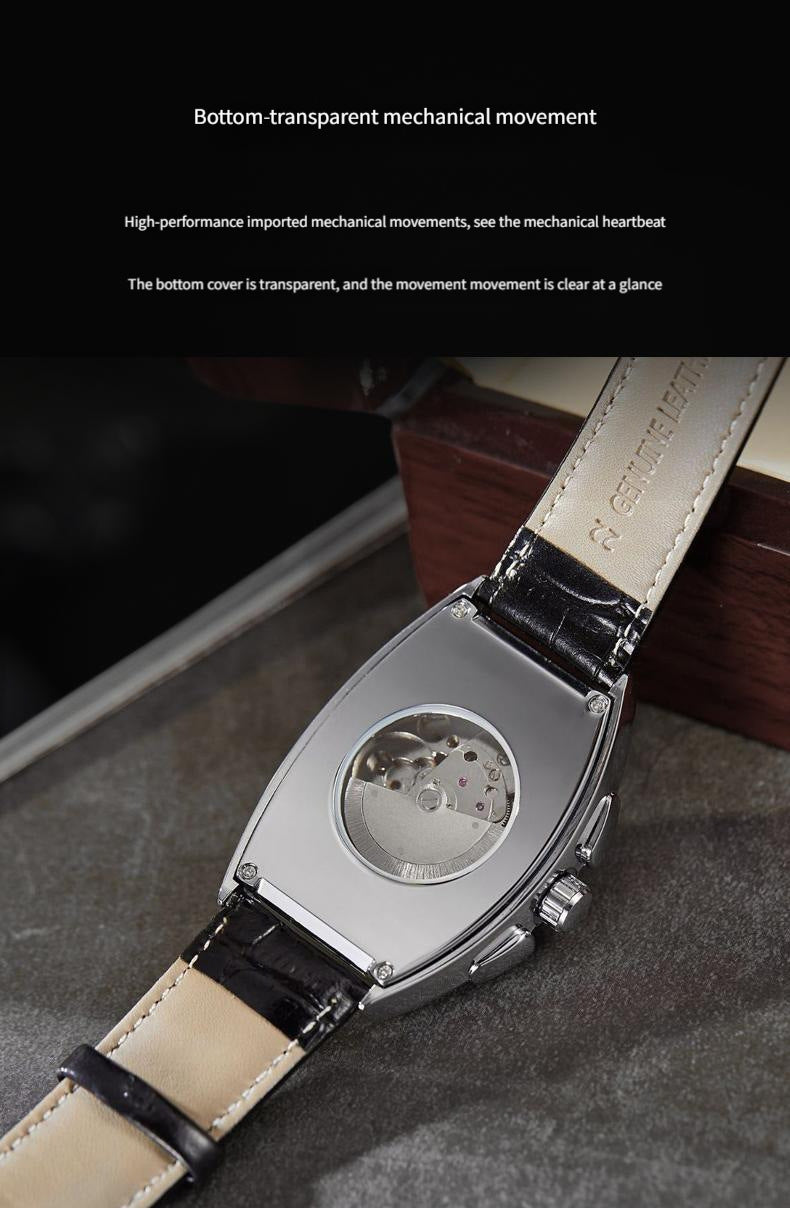 Barrel Type Fully Automatic Wheel Hollow Mechanical Watch Men's Business Simple Fashion Multifunctional Watch Wholesale
