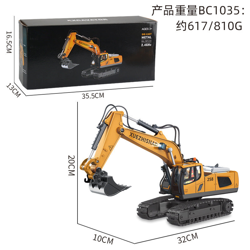 Cross-border 11-way children's electric toy lighting and sound effects engineering vehicle 1:20 crawler alloy remote control excavator model
