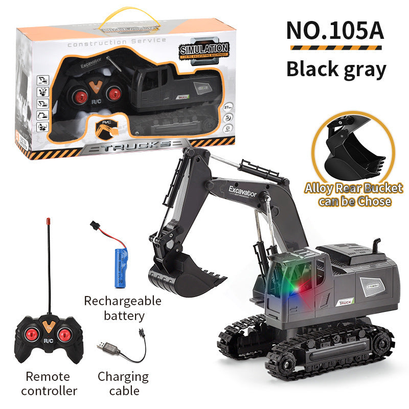 Cross-border 11-way children's electric toy lighting and sound effects engineering vehicle 1:20 crawler alloy remote control excavator model