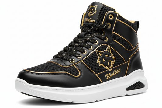 Wolfee "Alpha" Gold &amp; Black High-Top Sneaker